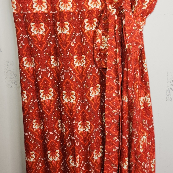 ZESICA Women's Floral Print Wrap V-neck short sleeve Maxi Dress, size L - Picture 7 of 14